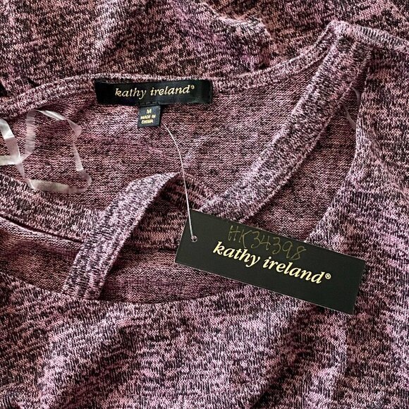 Kathy Ireland Purple Long Sleeve Knit Top Cross-Front Women's Medium NEW NWT - Picture 7 of 9